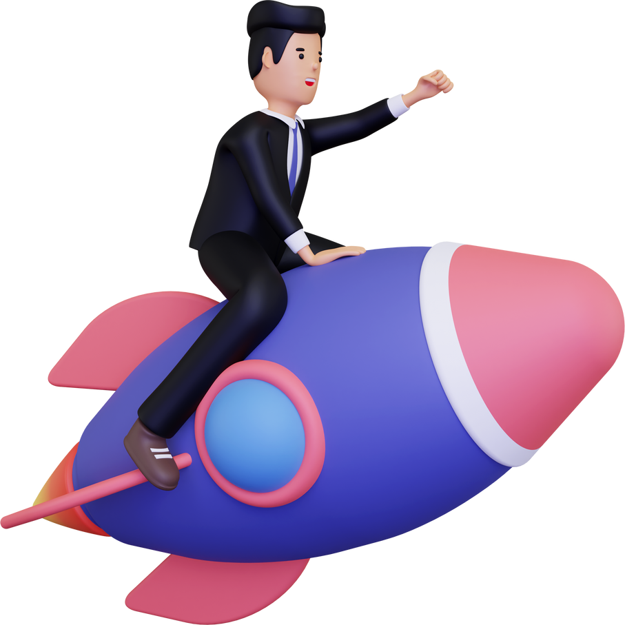 Businessman launch business startup 3D Illustration